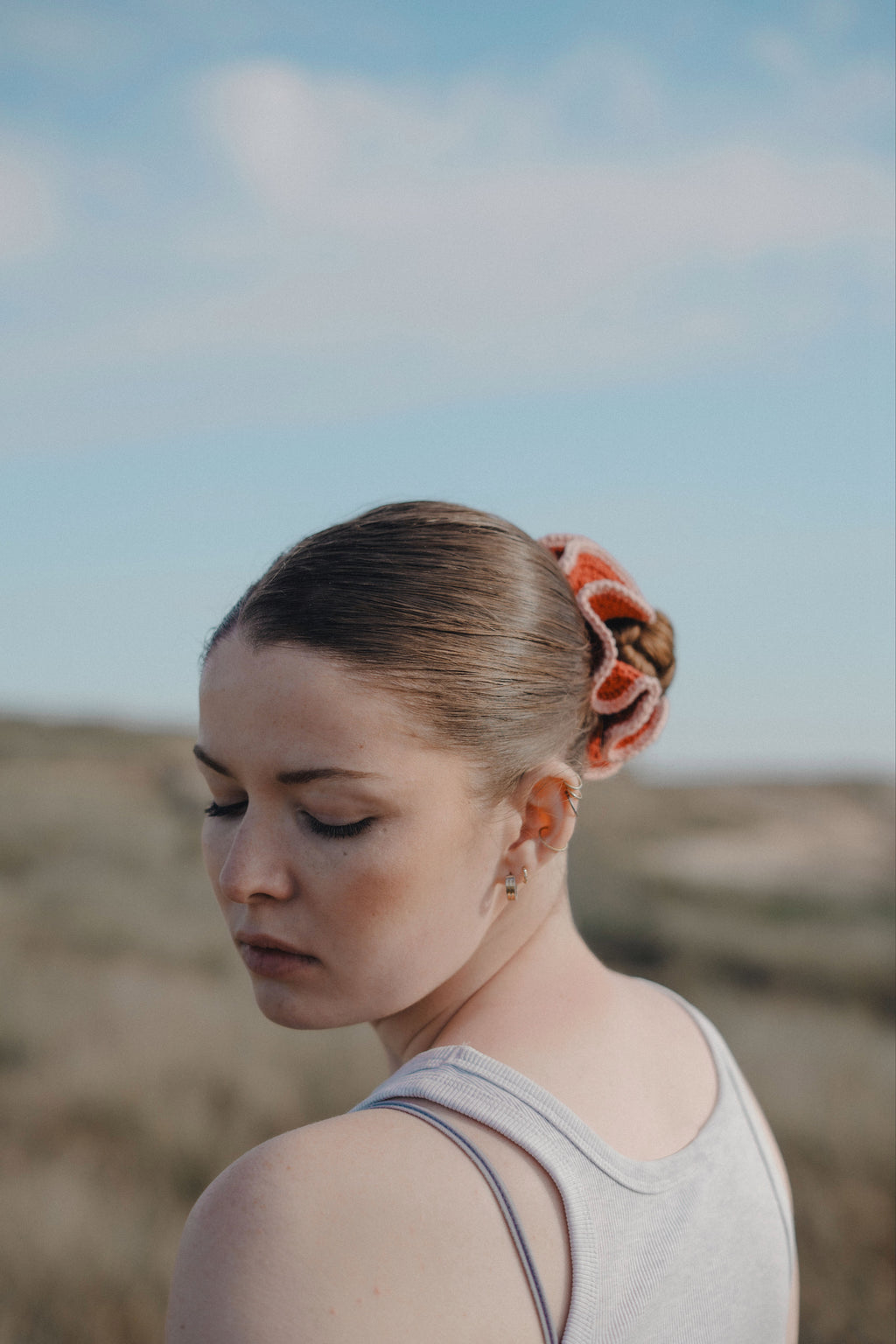 Scrunchie Millie - Groseille & Pétale - M